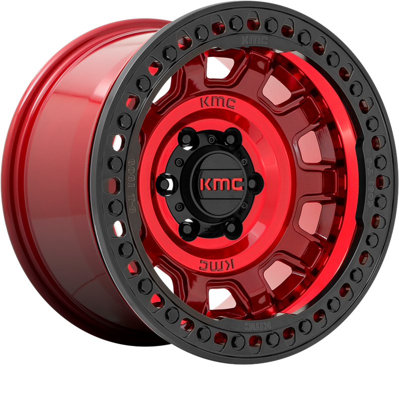 KMC 17x9 KM236 Tank Beadlock Candy Red -15mm