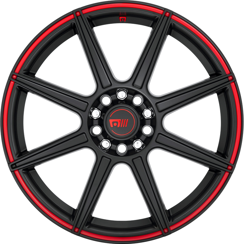 Motegi Racing 17x7 MR142 CS8 Satin Black w/ Red Stripe +40mm