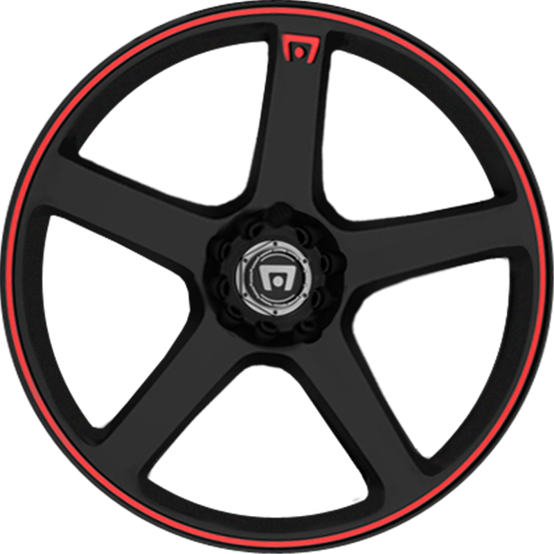 Motegi Racing 16x7 MR116 FS5 Matte Black w/ Red Racing Stripe +40mm