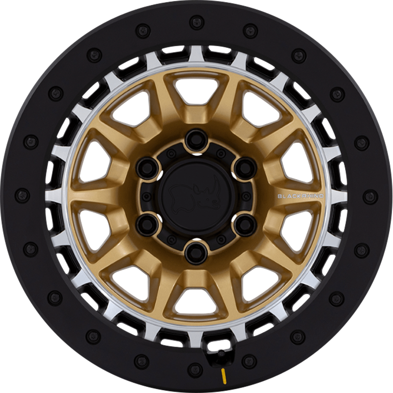 Black Rhino 17x8.5 BR016 Tusk Matte Gold w/ Machined Ring and Black Bolts -10mm