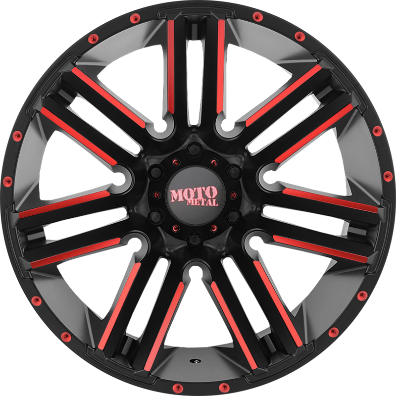 Moto Metal 20x12 MO978 Razor Satin Black Machined w/ Red Tint -44mm