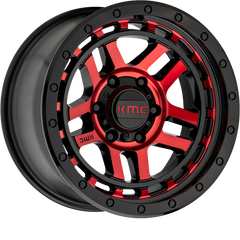 KMC 18x8.5 KM540 Recon Gloss Black Machined w/ Red Tint +0mm