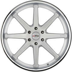 KMC 20x9 KM715 Reverb Brushed Silver w/ Chrome Lip +30mm