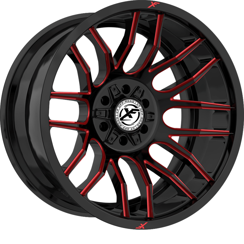 XF Off-Road 20x10 XF-232 Gloss Black w/ Red Milling -12mm