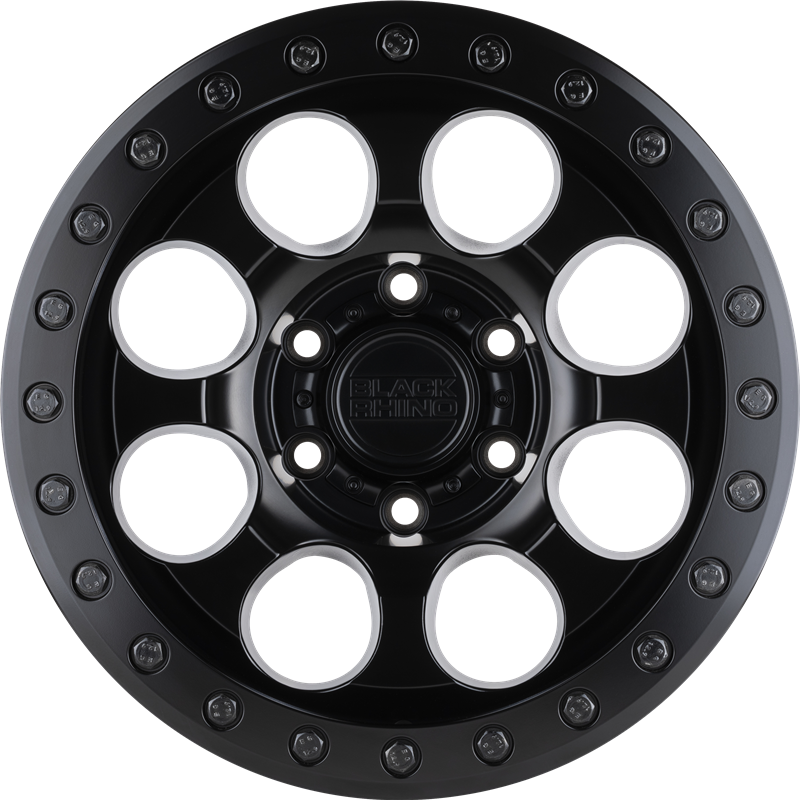 Black Rhino 17x8.5 Riot Beadlock Matte Black w/ Black Ring and Black Bolts +0mm