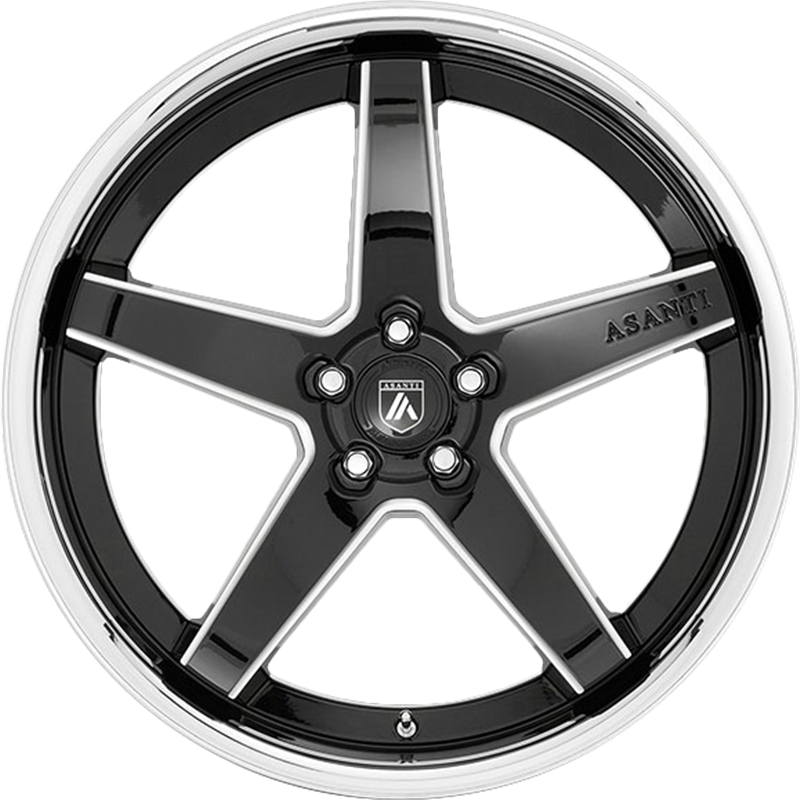 Asanti 20x10.5 ABL-31 Regal Gloss Black Milled w/ Chrome Lip +20mm