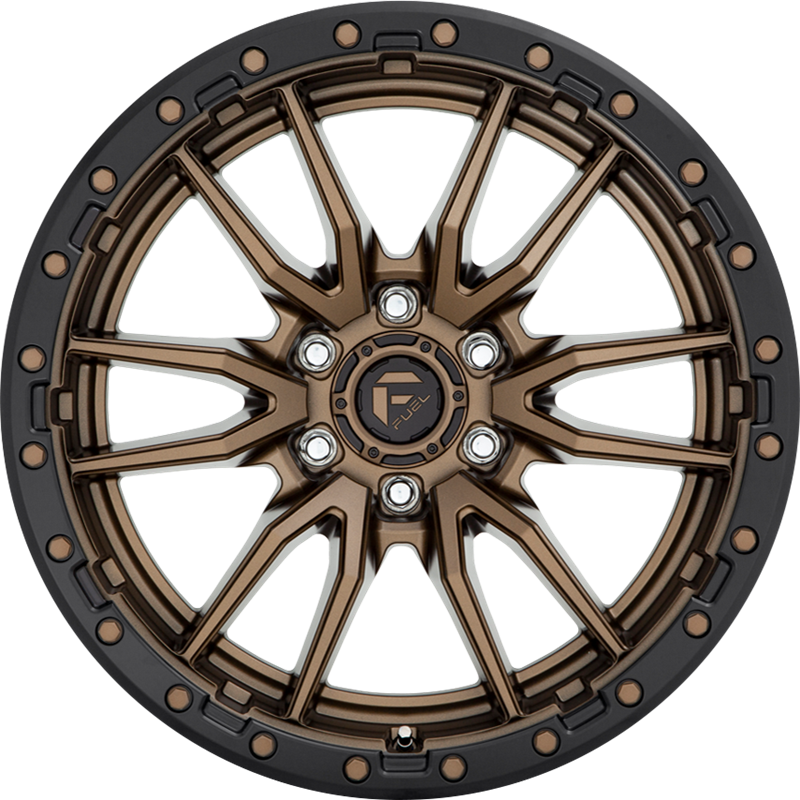 Fuel 16x8 D681 Rebel Matte Bronze w/ Black Bead Ring +1mm