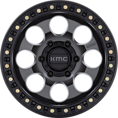 KMC 17x9 KM550 Riot SBL Anthracite w/ Satin Black Lip -12mm