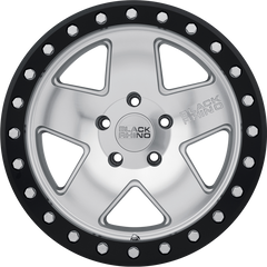 Black Rhino 17x8.5 Crawler Beadlock Silver w/ Mirror Face and Black Lip Ring +0mm