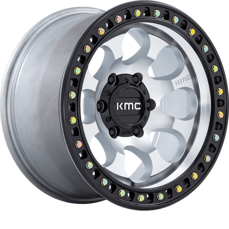 KMC 18x9 KM550 Riot SBL Machined w/ Satin Black Lip +18mm