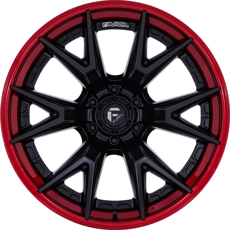 Fuel 20x10 FC402 Catalyst Matte Black w/ Candy Red Lip -18mm