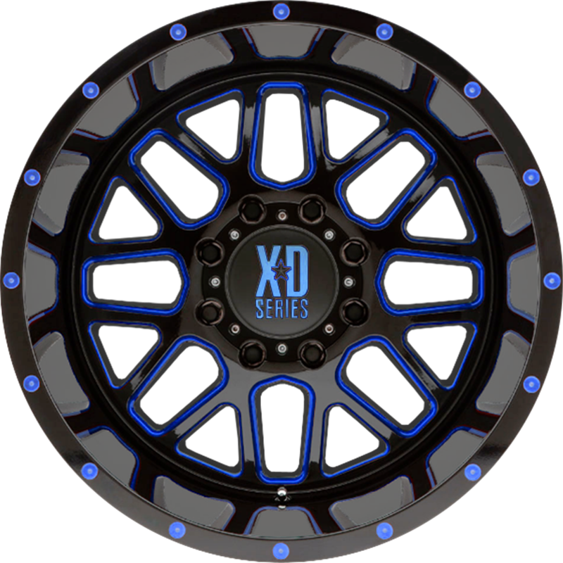 XD 20x10 XD820 Grenade Satin Black Milled w/ Blue Clear Coat -24mm