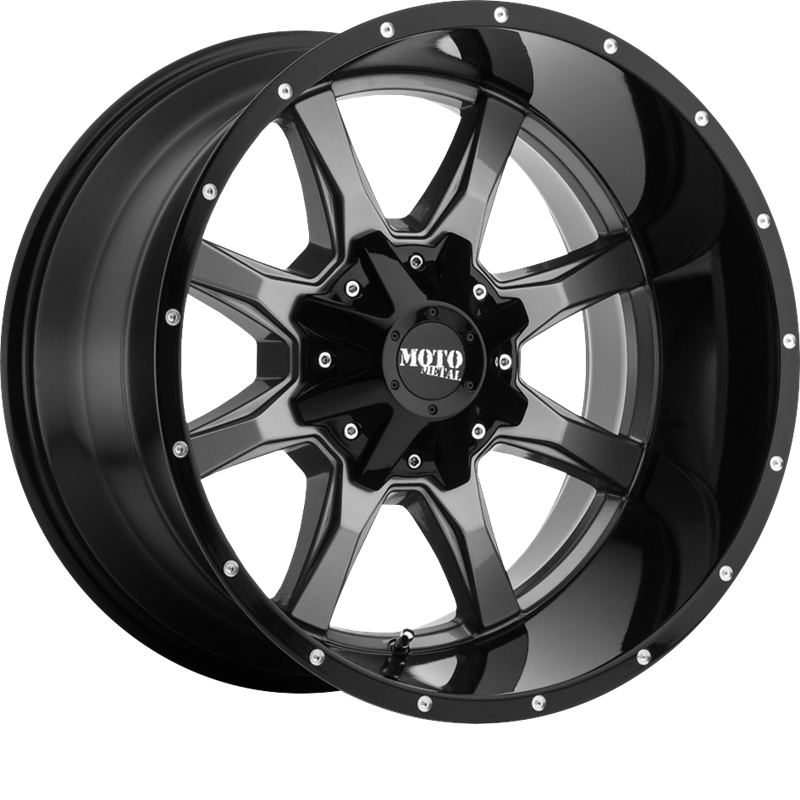 Moto Metal 20x10 MO970 Gloss Gray Center w/ Gloss Black Lip -18mm