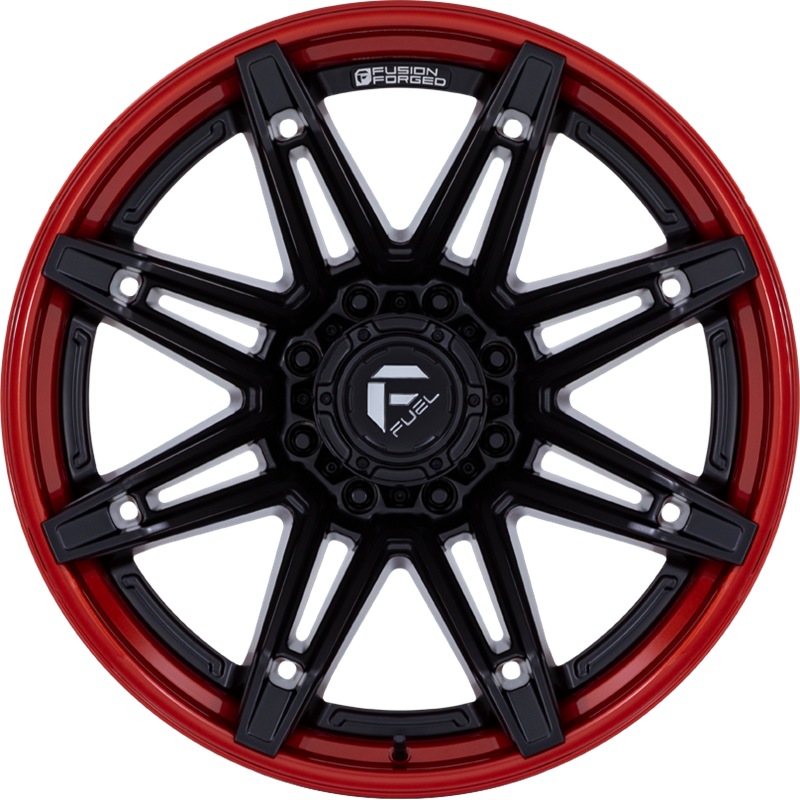 Fuel 20x10 FC401 Brawl Matte Black w/ Candy Red Lip -18mm