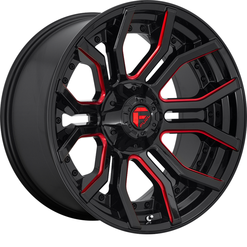 Fuel 20x10 D712 Rage Gloss Black w/ Candy Red -18mm