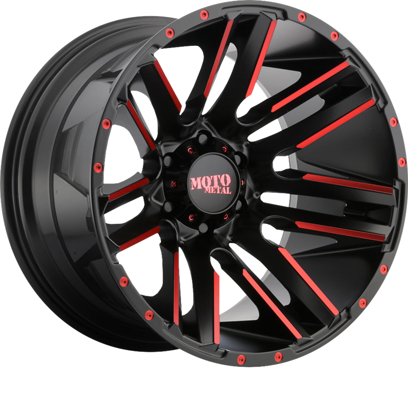 Moto Metal 20x10 MO978 Razor Satin Black Machined w/ Red Tint -24mm