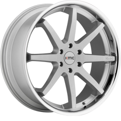 KMC 20x9 KM715 Reverb Brushed Silver w/ Chrome Lip +30mm