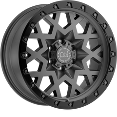 Black Rhino 18x9.5 Sprocket Matte Gunmetal w/ Black Lip Edge and Gunmetal Bolts +0mm