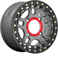 KMC Powersports 14x7 KS240 Recon Beadlock Gunmetal w/ Gloss Black Ring +38mm