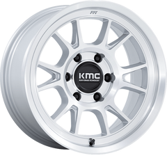 KMC 17x8.5 KM729 Range Gloss Silver w/ Machined Face +0mm