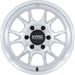 KMC 17x8.5 KM729 Range Gloss Silver w/ Machined Face -10mm