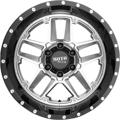 Moto Metal 20x12 MO987 Sentry Gloss Silver w/ Gloss Black Lip -44mm