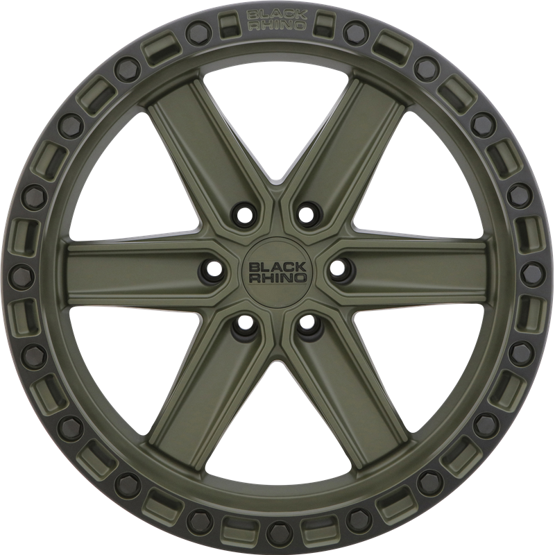 Black Rhino 20x9.5 Henderson Olive Drab Green w/ Black Lip Edge and Black Bolts -18mm