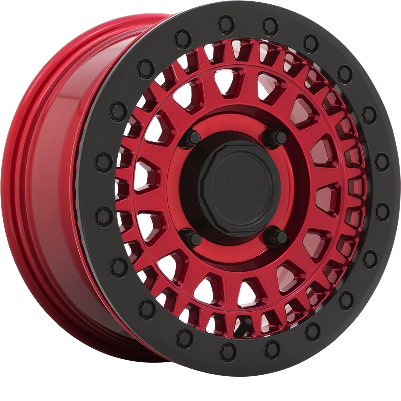 Black Rhino Powersports 15x7 Parker UTV Beadlock Candy Red w/ Black Bead Ring +36mm