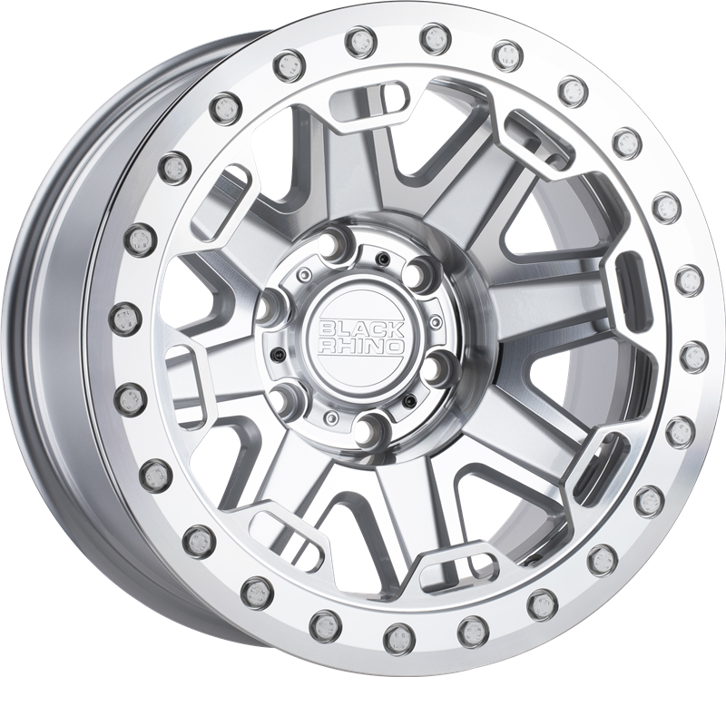 Black Rhino 17x8.5 Rift Beadlock Silver w/ Mirror Face and Stainless Bolts +0mm