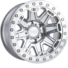 Black Rhino 17x8.5 Rift Beadlock Silver w/ Mirror Face and Stainless Bolts +0mm