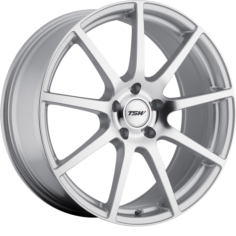 TSW 18x9 Interlagos Silver w/ Mirror Cut Face +63mm