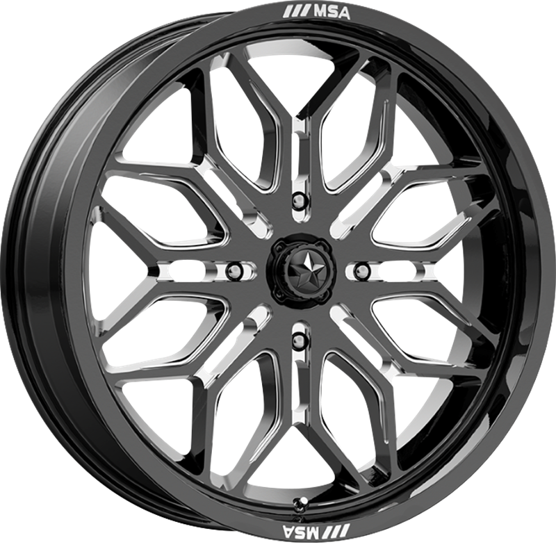 MSA Offroad Wheels 20x7 M47 Sniper Gloss Black Milled +10mm