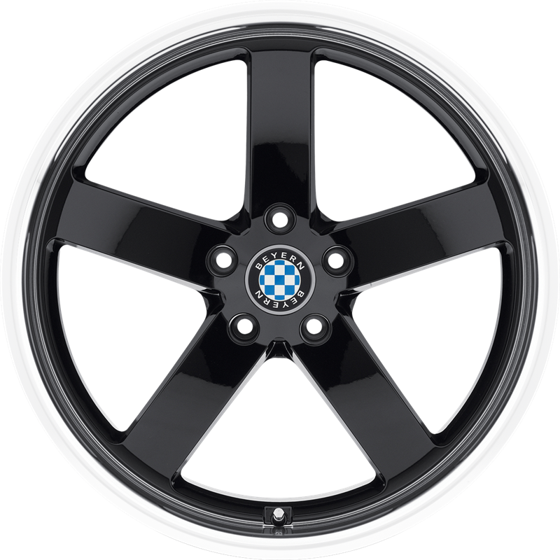 Beyern 17x8 Rapp Gloss Black w/ Mirror Cut Lip +15mm