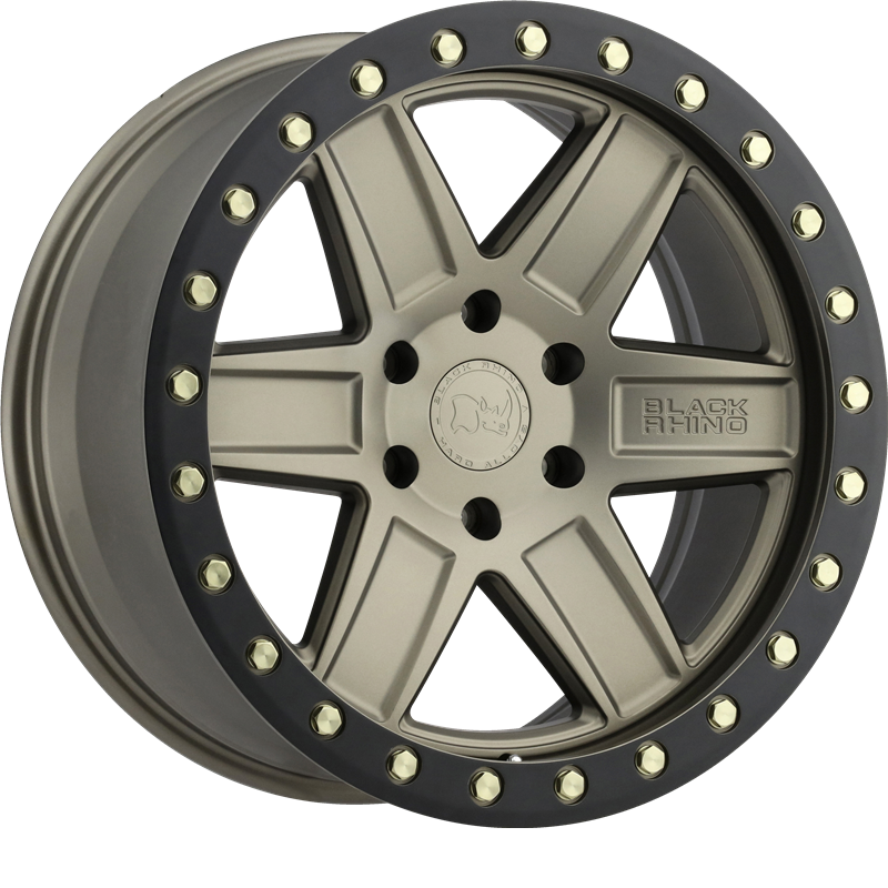 18x9.5 Wheel Matte Bronze w/ Black Lip Edge and Brass Bolts +12mm Black ...