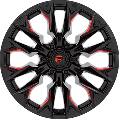 Fuel 20x10 D823 Flame Gloss Black w/ Candy Red Milling -18mm