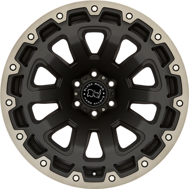 Black Rhino 20x12 Razorback Matte Black w/ Machined Dark Tint Lip -44mm