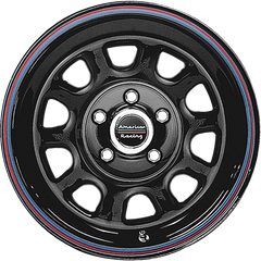 American Racing 15x10 AR767 Gloss Black Steel w/ Red and Blue Stripe -37mm