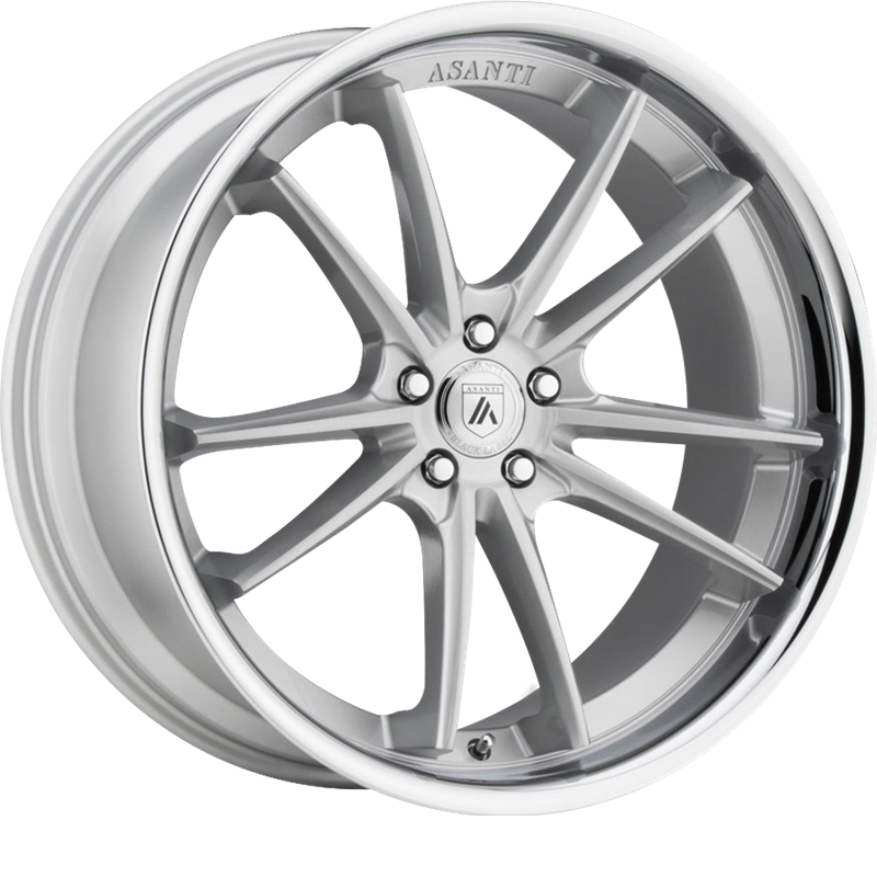 Asanti 20x10.5 ABL-23 Sigma Brushed Silver w/ Chrome Lip +45mm