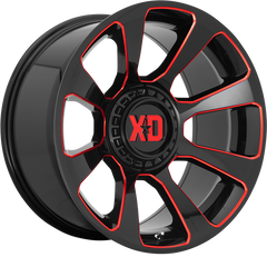 XD 20x9 XD854 Reactor Gloss Black Milled w/ Red Tint +18mm