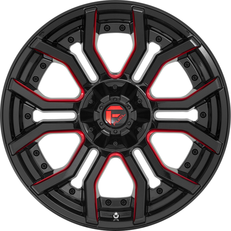 Fuel 20x10 D712 Rage Gloss Black w/ Candy Red -18mm