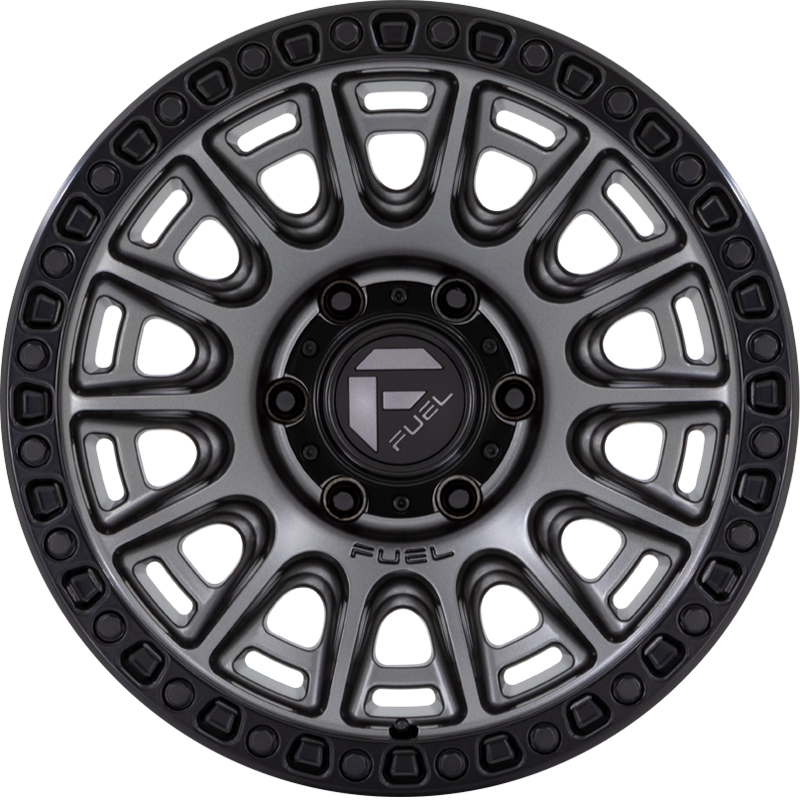 Fuel 17x8.5 D835 Cycle Matte Gunmetal w/ Black Bead Ring +25mm