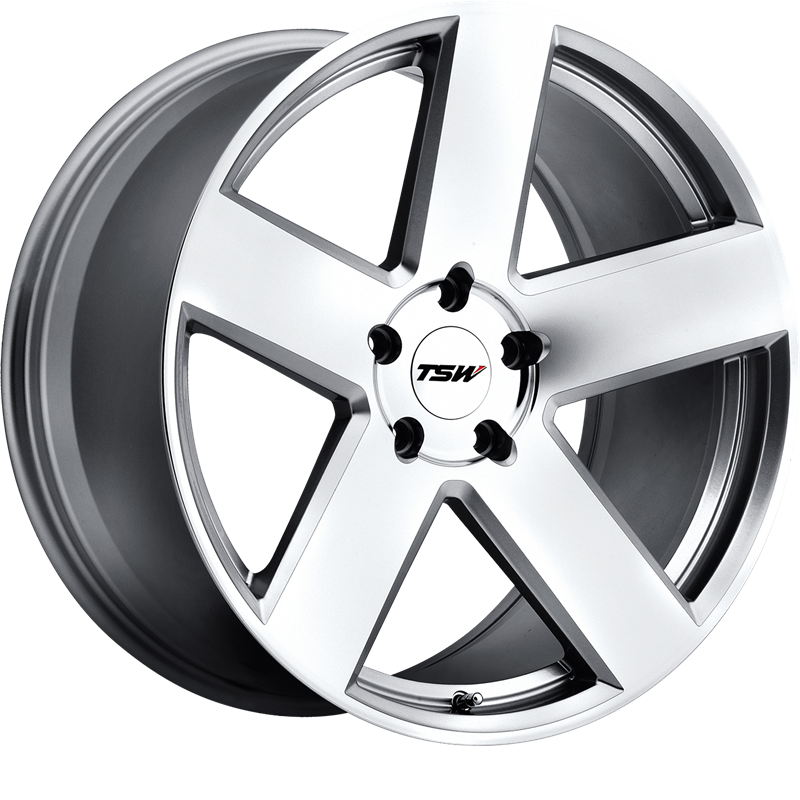 TSW 19x9.5 Bristol Silver w/ Mirror Cut Face +20mm