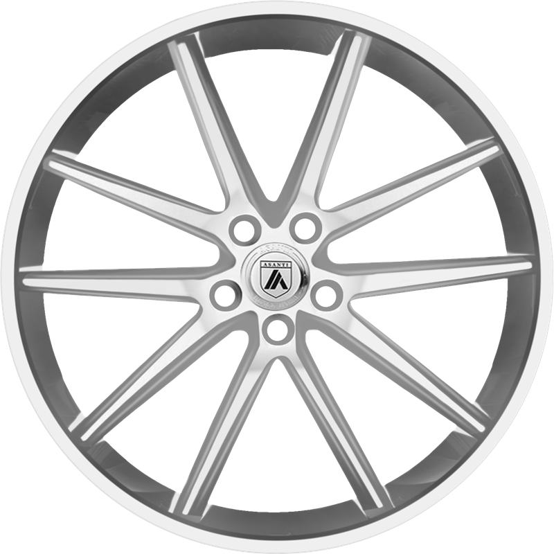 Asanti 20x10 ABL-5 Altair Silver Machined w/ Stainless Steel Lip +45mm