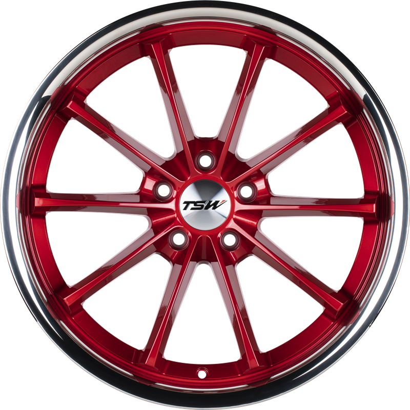 TSW 18x8.5 Sweep Candy Red w/ Stainless Lip +40mm