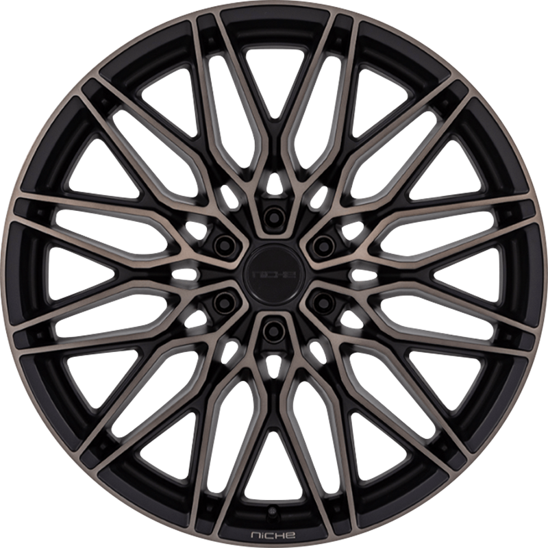 Niche 20x9.5 NC278 Calabria 6 Matte Black Machined w/ Dark Tint +30mm