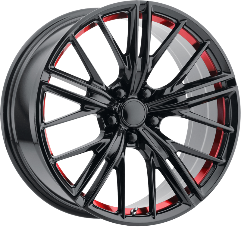 Performance Replicas 20x10 PR194 Gloss Black Red Machined +23mm