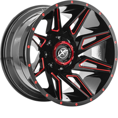 XF Off-Road 20x10 XF-218 Gloss Black w/ Red Milling -24mm