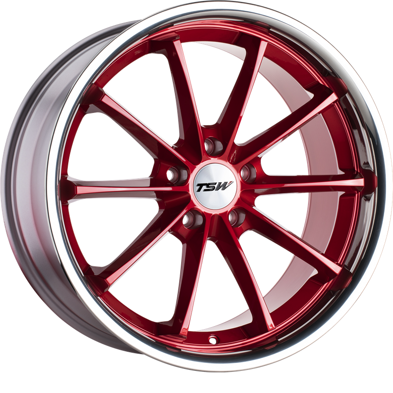 TSW 18x8.5 Sweep Candy Red w/ Stainless Lip +40mm