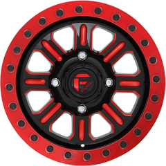 Fuel UTV 15x10 D911 Hardline Beadlock Gloss Black w/ Candy Red +25mm