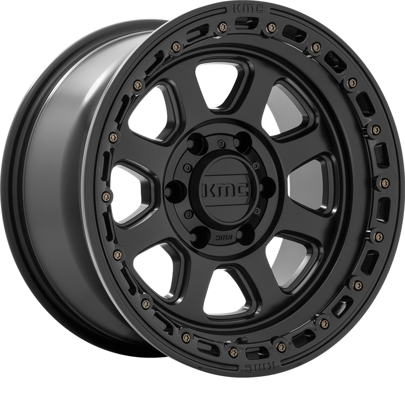 KMC 20x9 KM548 Chase Satin Black w/ Gloss Black Lip +18mm